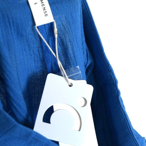 NWT Commense Cotton & Linen Pants Lagoon Blue Wide Leg Gauzy Flowy Trousers L - Picture 6 of 9